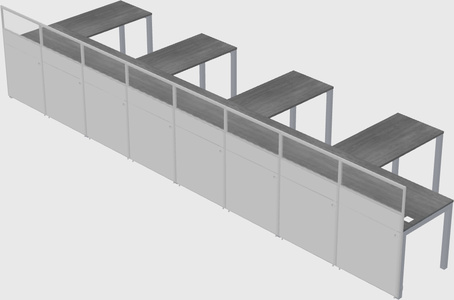 Nakabahaging l-shaped na cubicle