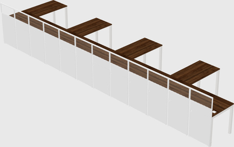 Shared l-shaped cubicle