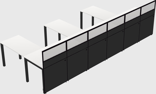 Shared l-shaped cubicle