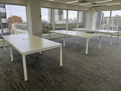 Shared l-shaped desk