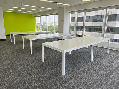 Shared l-shaped desk