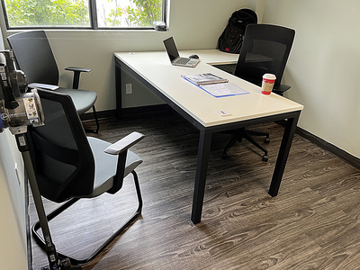 Shared l-shaped desk