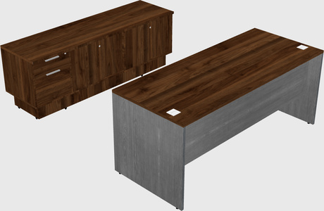 Parallel desk with credenza