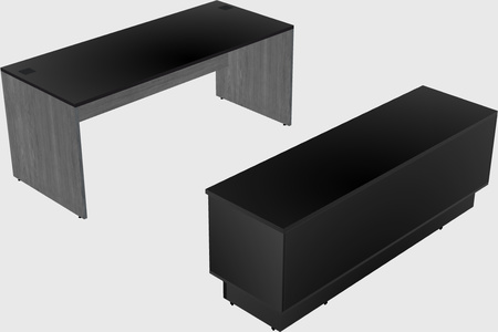 Parallel desk with credenza