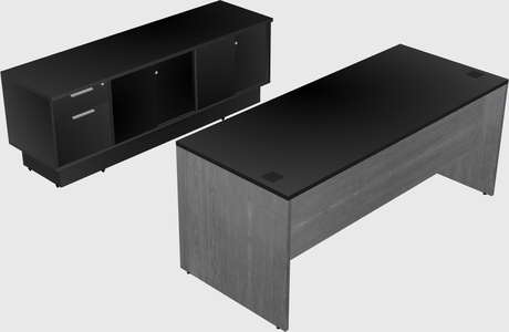 Parallel desk with credenza