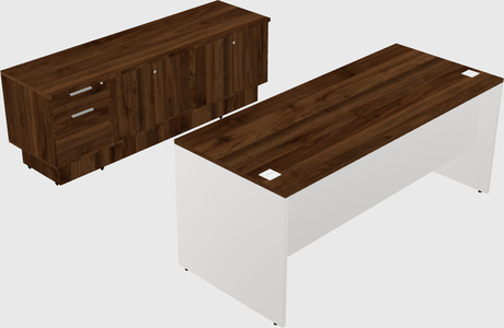 Parallel desk with credenza