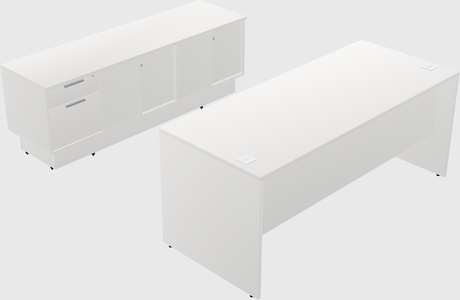 Parallel desk with credenza