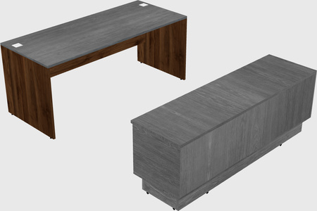 Parallel desk with credenza