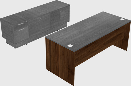 Parallel desk with credenza