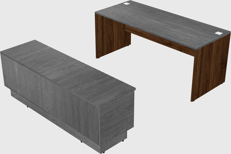 Parallel desk with credenza