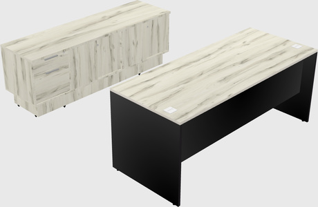 Parallel desk with credenza