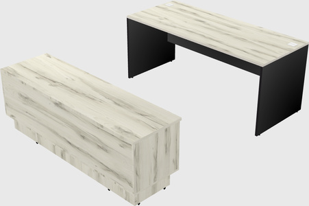 Parallel desk with credenza