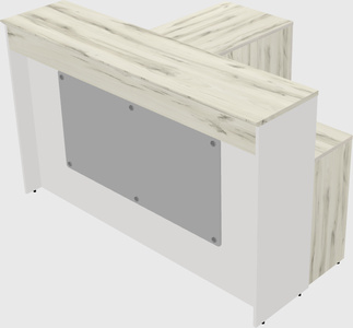 L-shaped reception desk