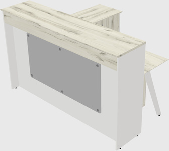 L-shaped reception desk