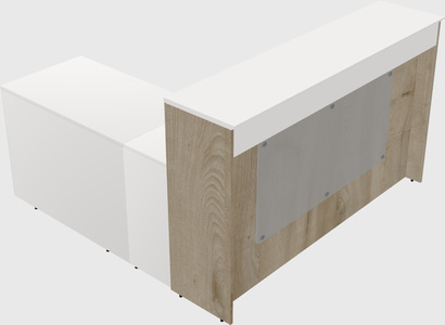 L-shaped reception desk