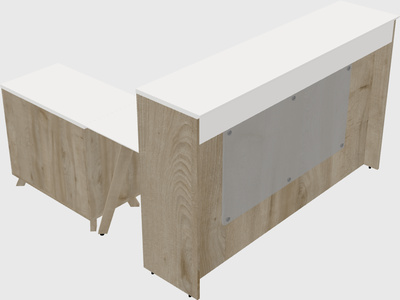 L-shaped reception desk