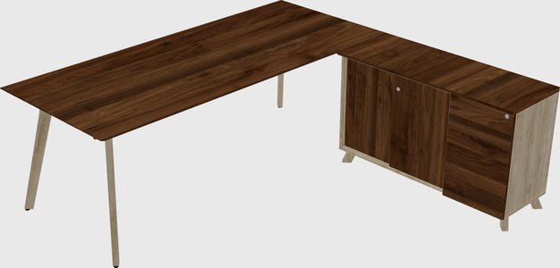 Modern Executive L-shaped Desk - Solid Wood Frame