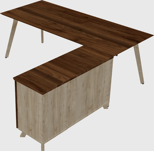 Modern executive l-shaped desk - solid wood frame