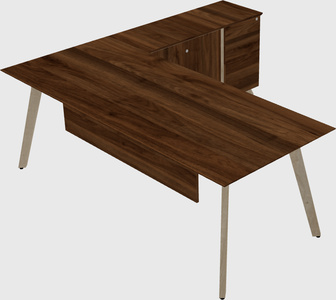 Modern executive l-shaped desk - solid wood frame