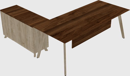 Modern executive l-shaped desk - solid wood frame