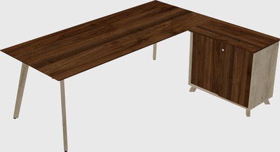 Modern Executive L-shaped Desk - Solid Wood Frame