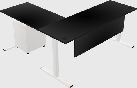 Sit-to-stand l-shaped desk