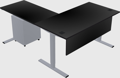 Sit-to-stand l-shaped desk