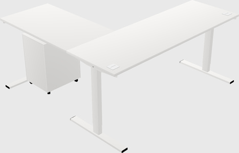 Sit-to-stand l-shaped desk
