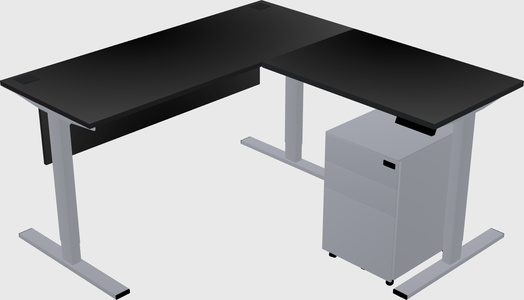 Sit-to-stand l-shaped desk