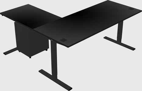 Sit-to-stand l-shaped desk