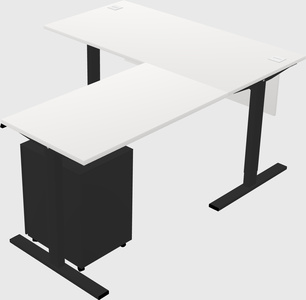 Sit-to-stand l-shaped desk