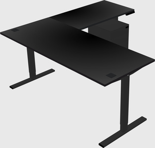 Sit-to-stand l-shaped desk