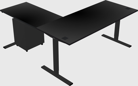 Sit-to-stand l-shaped desk