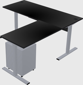Sit-to-stand l-shaped desk