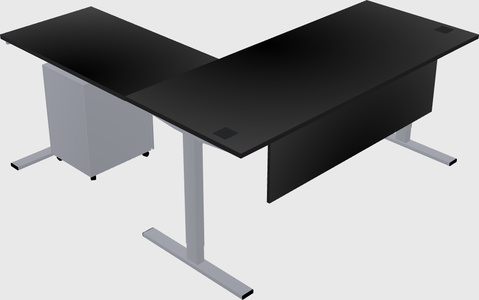 Sit-to-stand l-shaped desk