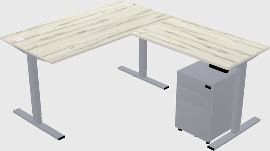 Sit-to-stand l-shaped desk
