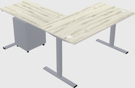 Sit-to-stand l-shaped desk