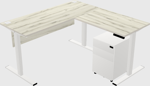 Sit-to-stand l-shaped desk