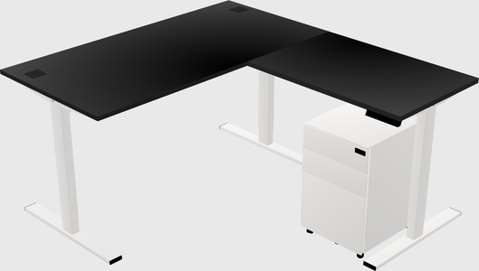 Sit-to-stand l-shaped desk