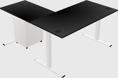 Sit-to-stand l-shaped desk