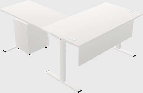Sitz-steh-schreibtisch in l-form