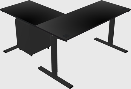 Sit-to-stand l-shaped desk