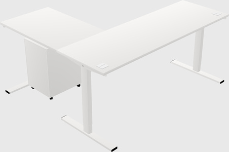 Sit-to-stand l-shaped desk