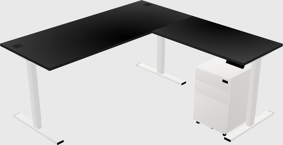 Sit-to-stand l-shaped desk