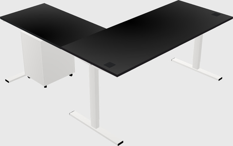 Sit-to-stand l-shaped desk