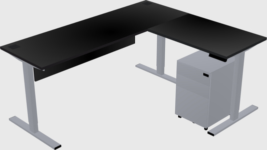 Sit-to-stand l-shaped desk