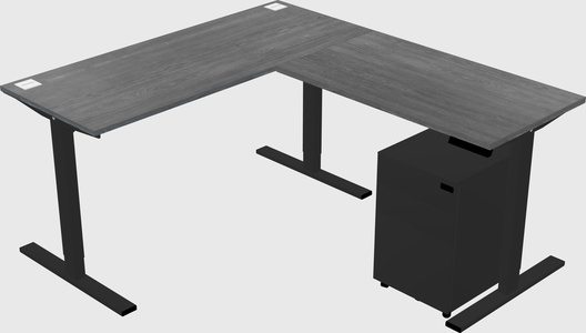 Sit-to-stand l-shaped desk