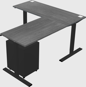 Sit-to-stand l-shaped desk