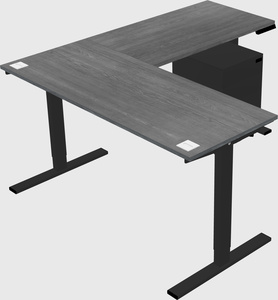 Sit-to-stand l-shaped desk