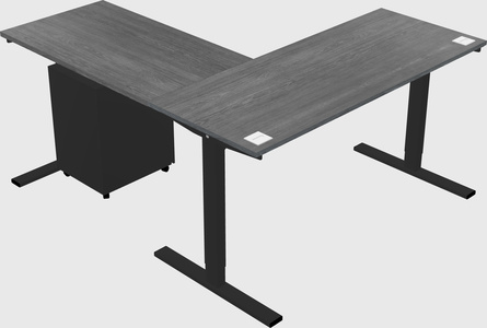 Sit-to-stand l-shaped desk